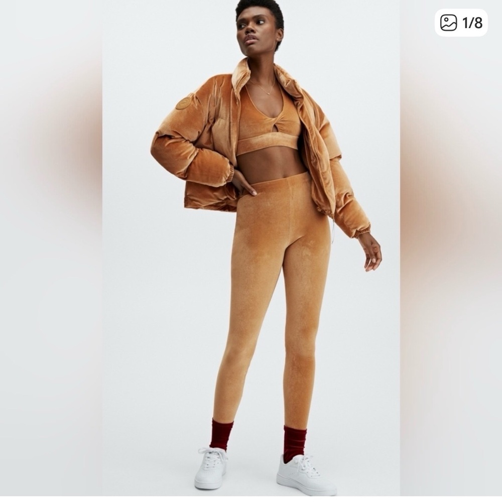 Fabletics Velvet cropped puffer jacket